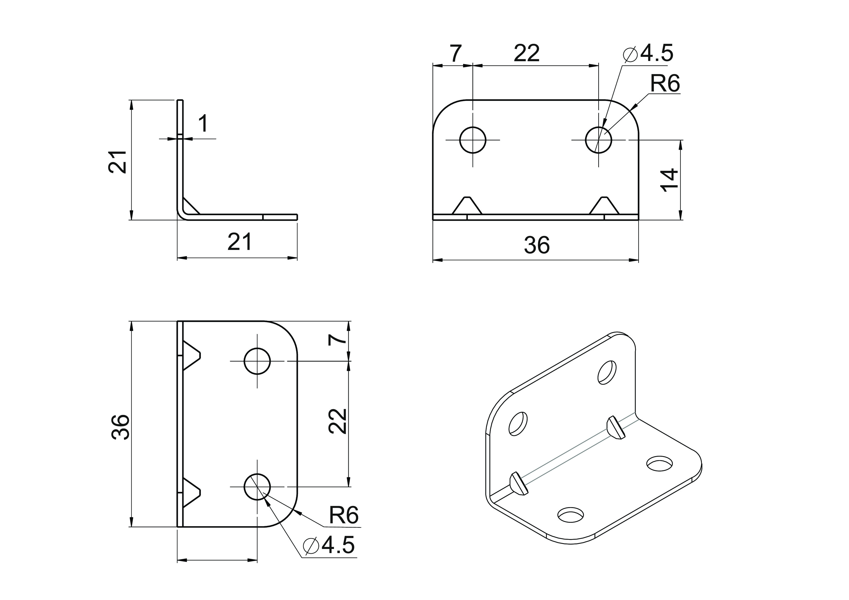 Уголок мебельный двойной металлический GIFF 19х19